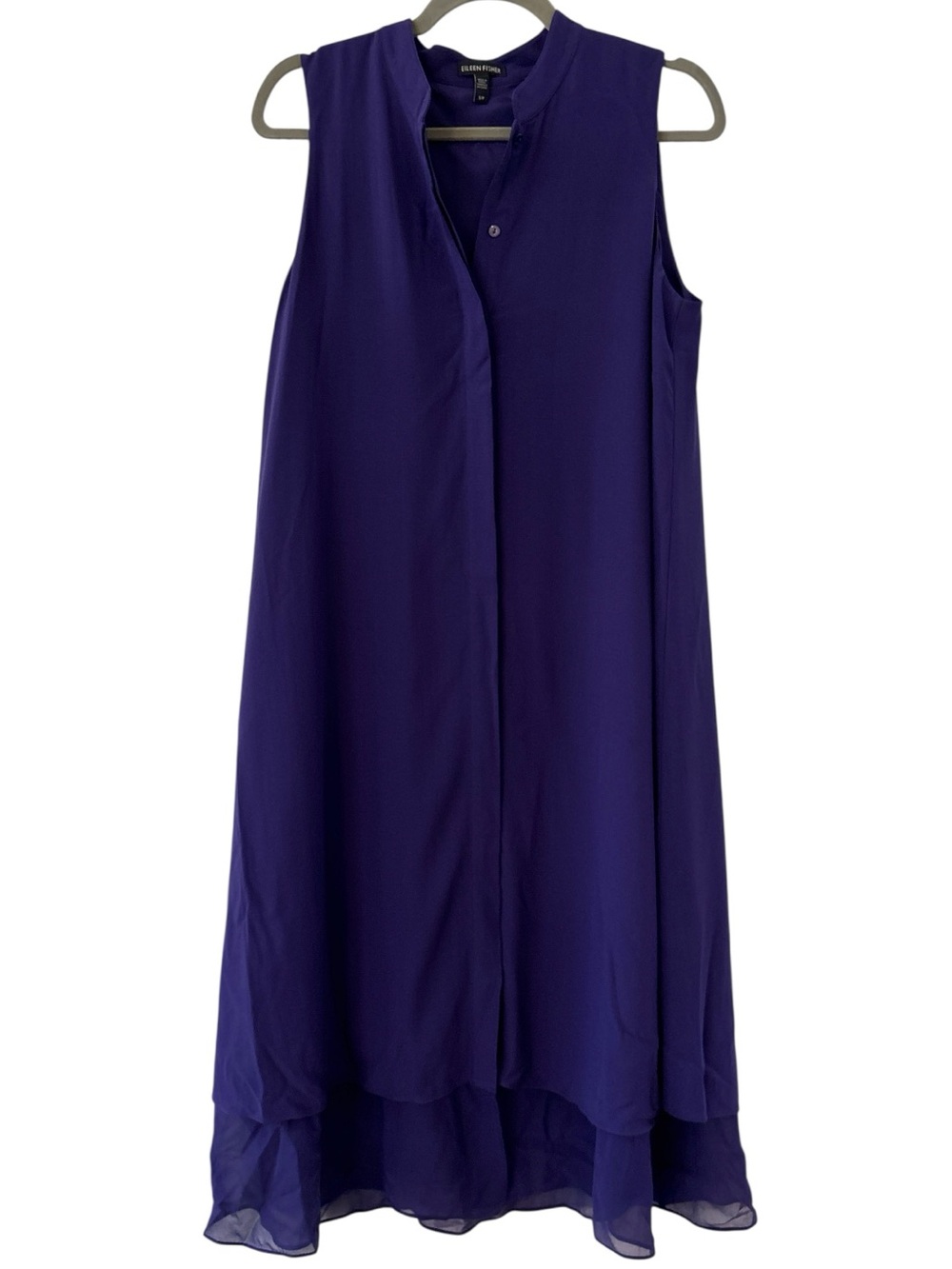 Eileen Fisher Sleeveless Button Down Silk Midi Dress in Royal Purple Size Small